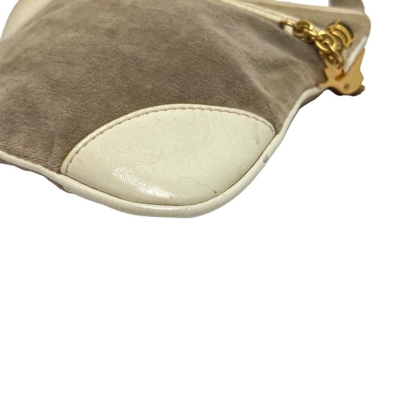 JUICY COUTURE Velour Beige Tan Cream Y2L Crossbody Shoulder Bag Purse Tote Charm - Picture 7 of 16